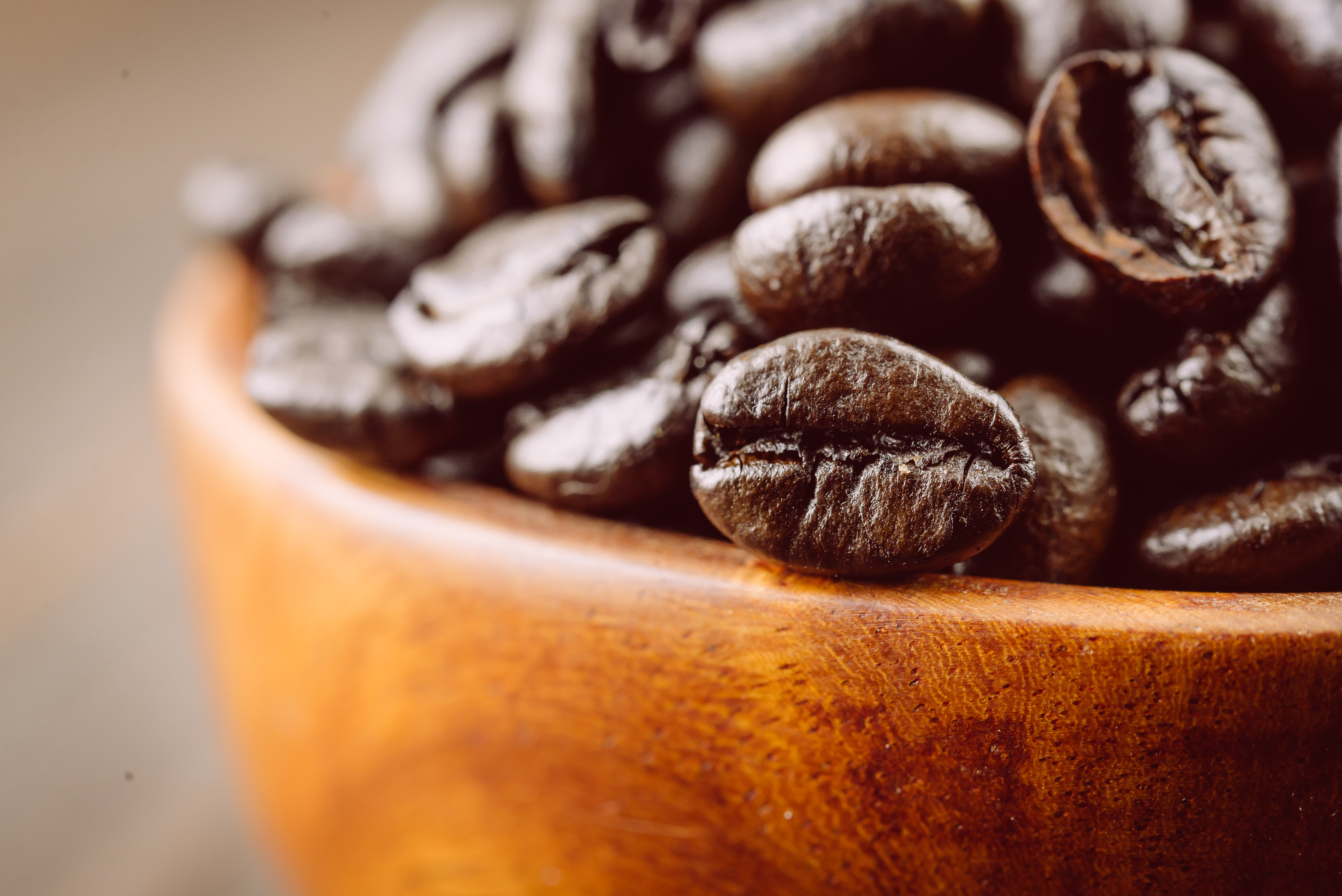 Close up de grãos de café arábica